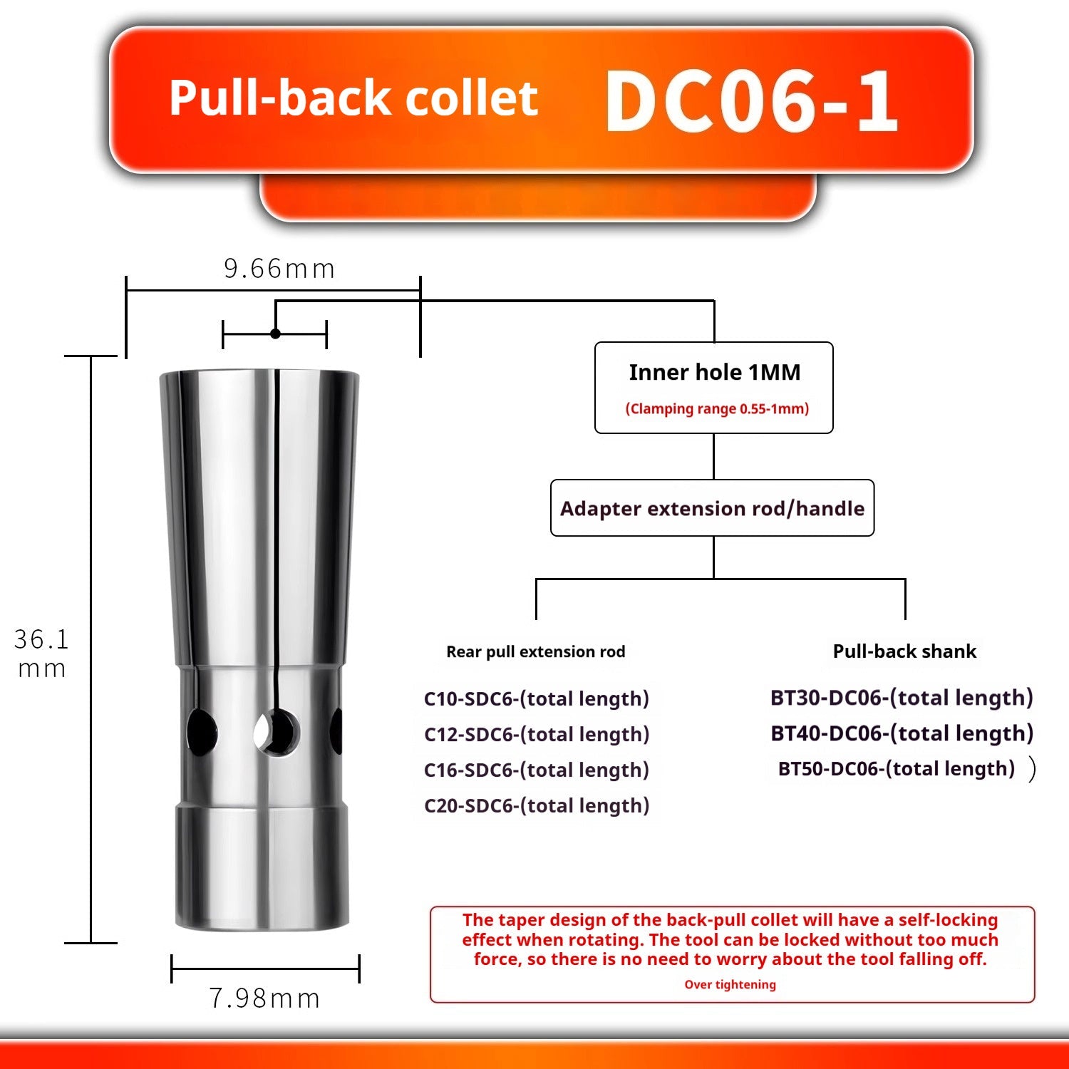 6026 Pull Back Collet DC4 DC6 DC8 DC12 Pull Back Collet Spring Collet Taiwan High Precision Latch Shandong Denso Pricision Tools Co.,Ltd.
